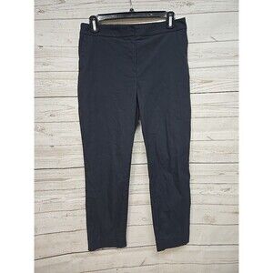 Theory Women's‎ Navy Blue Flat Front Straight Leg Cropped Pants Size 6 Zipper